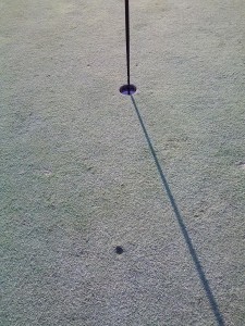 My ballmark on the 15th hole that resulted in a hole in one