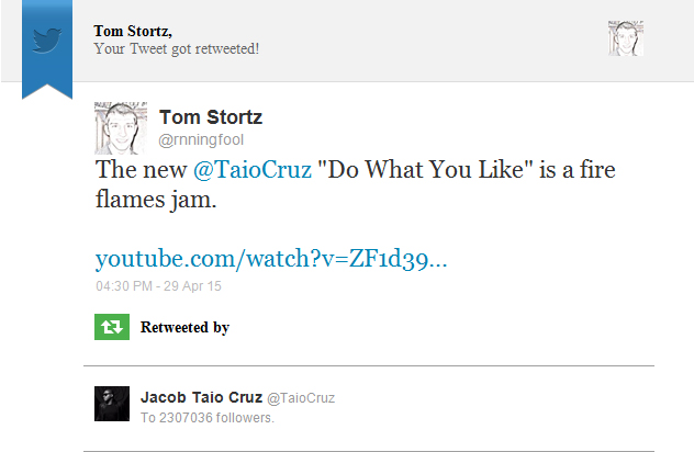 Taio Cruz Re-tweet