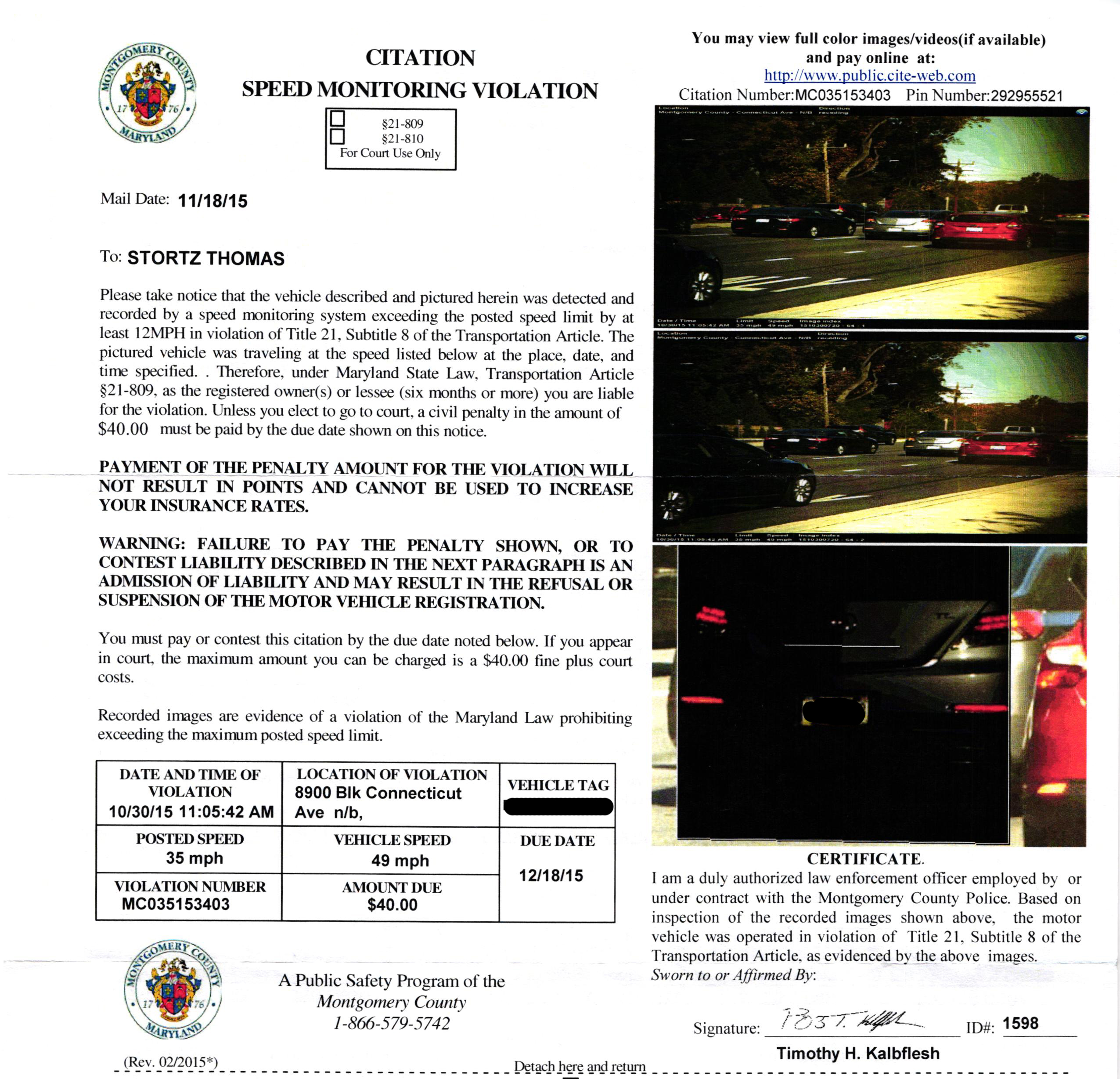 Maryland Speeding Ticket We Don T Walk Slow